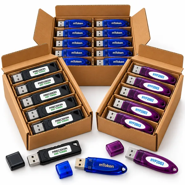 HyperSecU, mToken and Precision InnaIT DSC tokens in boxes